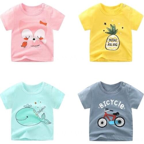 Summer New Baby Boys Girls Clothes 100% Cotton Casual Shirts Short Sleeve Cartoon Tops Clothes For Kids 0-6y Children Clothing