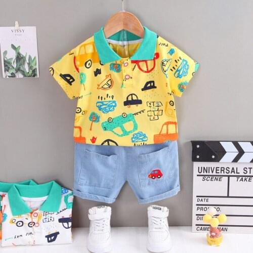 Summer Chidlren Cartoon Clothing Kdis Boy Girl Full Cars T-shirt Pants 2Pcs/Sets Baby Cotton Tracksuits Infant Outfit Outwear