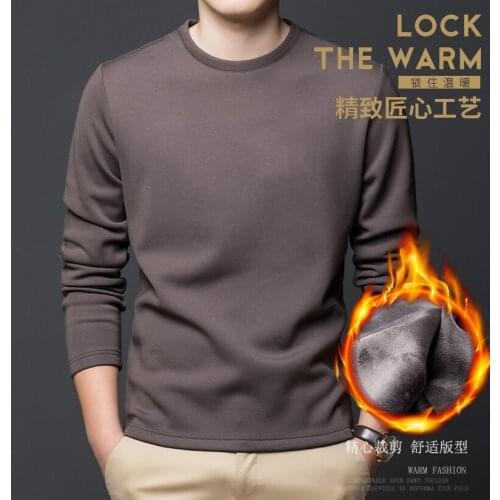 Mens Thermal T Shirts Winter Autumn Thick Modal Silk Tee Shirts Casual Male Long Sleeve Warm Velvet Tops Free Shipping