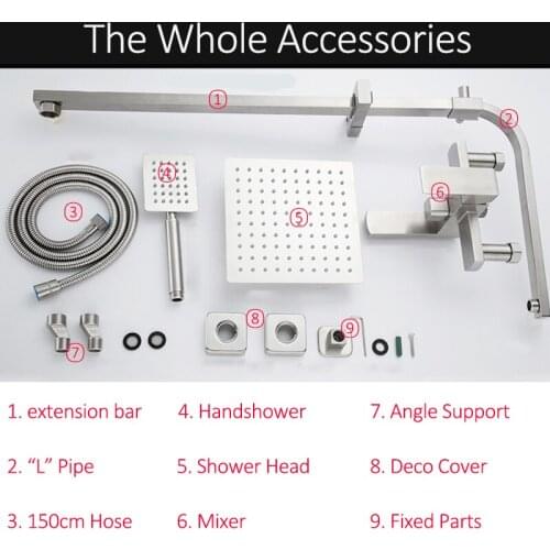 Vidric Vidric SUS304 Stainless Steel Shower faucets Set Brushed Nickel Bath Shower Kit with 3-way Mixer Tap Ultrathin Hand Showe