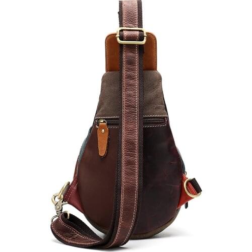 New fashion womens bag trend splicing chest bag outdoor headphone hole one shoulder hat bag 1607