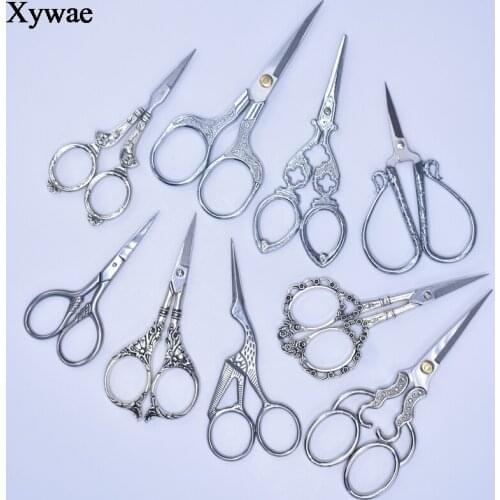 Silver Vintage Scissors Stainless Steel Paper Cutting Scissors Retro Needlework Sewing Scissors Embroidery Tailor Shears Tools