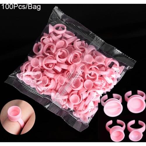 Disposable 100Pcs Caps Microblading Pink Ring Tattoo Ink Cup For Women men Tattoo Needle Supplies Accessorie Makeup Tattoo Tools