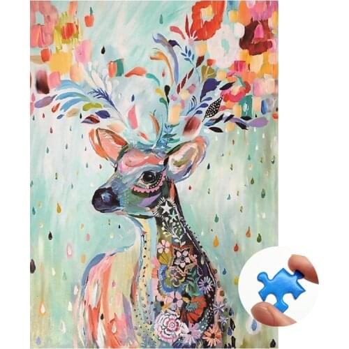 Jigsaw Puzzles 1000 Pieces Decompression Educational Toys for Children Adults Kids Decorative Painting Colorful Deer