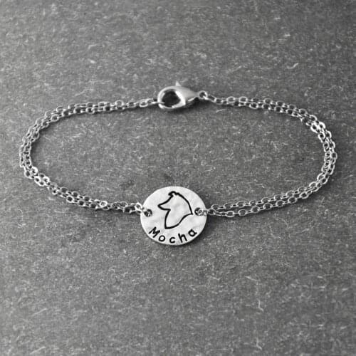 Personalized Dog Bracelet ,alloy Dog Pendant, Personalized Pets name, Rough Collie bracelet, Dog Lover Gift