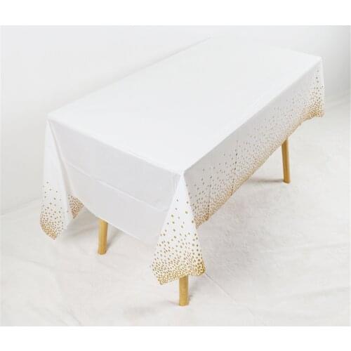 Plastic Tablecloths Gold Dot Disposable Tablecloths Plastic Dot Table Cover Color Gold Dot Paper Tablecloths For Bbq Party