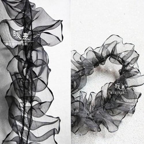 4cm Seaweed Pleated Lace Trim Black DIY Patchwork Ruffle Collar Cuff Decor Wedding Dress Hem Designer Accessories