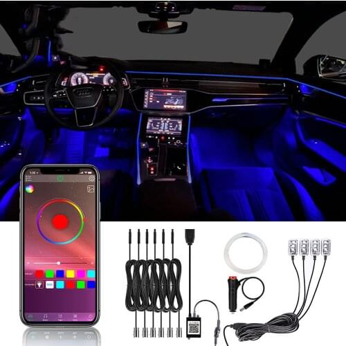Qeedon ambient light car with foot atmosphere light led lights for car decoration with app control car interior strip