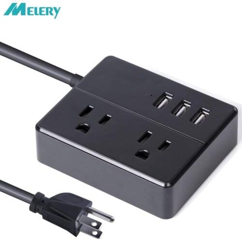 Multiple Power Strip USB Socket Surge Protector 3 AC US Outlet Plug with Charging Station 4.92ft Extension Cord Travel Adapter