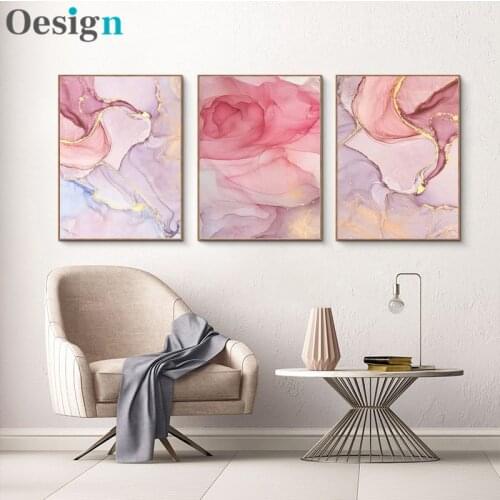 Nordic Purple Pink Canvas Painting Modern Home Gold Poster and Print Wall Picture for Living Room Abstract Scandinavian Wall Art