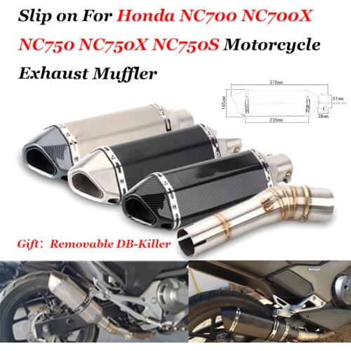 Slip On For Honda NC750 NC750X NC700 NC700X NC700S Motorcycle Exhaust Middle Pipe Escape Moto Modified Muffler DB Killer Sticker
