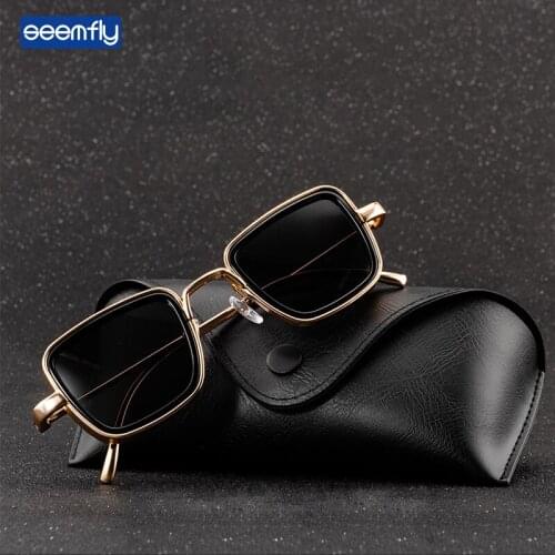 Seemfly Vintage Fashion Sunglasses Thick Metal Square Frame Oversized UV400 Sunshades High Quality Sun Glasses For Men Driving
