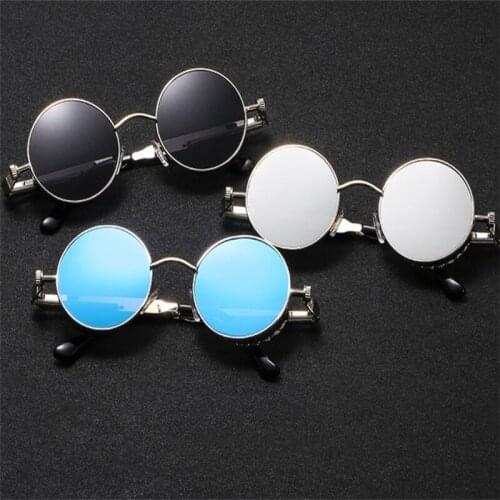 Metal Round Steampunk Sunglasses Men Women Fashion Glasses Brand Designer Retro Frame Vintage Sunglasses High Quality