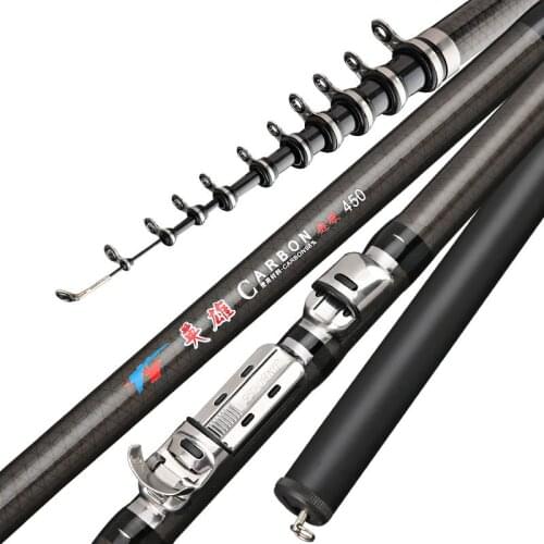 New Carbon Telescopic Fishing Rod 2.7m 3.6m 4.5m 5.4m 6.3m 7.2m Ul Rock Fishing Rod Telescopic Spinning Rods Fishing Poles