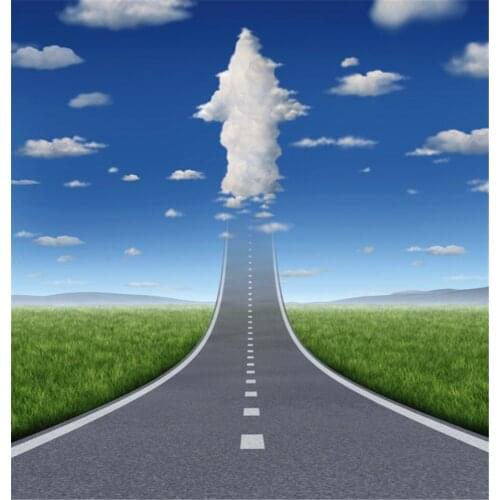 TR Blue Sky White Cloud Backdrops for Photography Digital Printed Backgrounds for Photo Studio Long Road Wedding Photo Backdrop