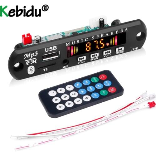 Universal 5V Car Handsfree Bluetooth 5.0 MP3 Player WMA Decoder Board Speaker Car FM Radio Module Recording TF USB AUX Audio