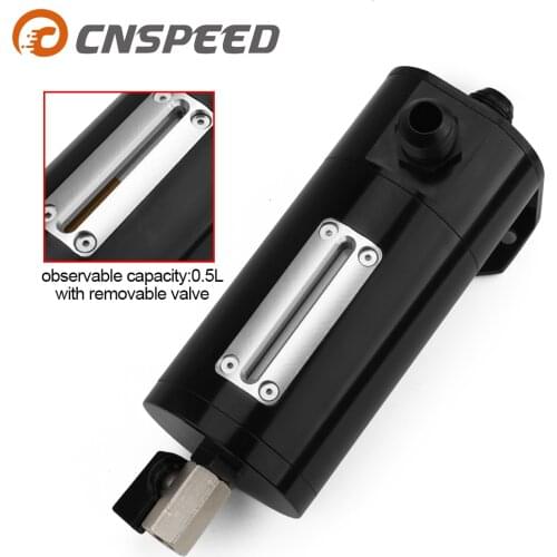 Universal observable 0.5L Auto Racing 2-Port Oil Catch Can Tank Air-Oil Separator Kit with removable valve