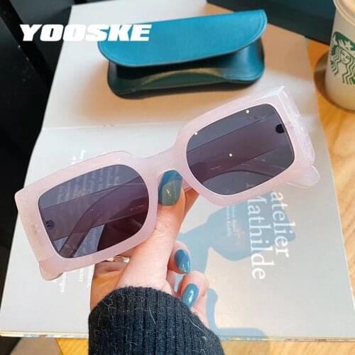 YOOSKE 2021 Square Sunglasses Women Men Retro Rectangle Sun Glasses Trend Vintage Red Sunglass Fashion Decorate Glasses UV400