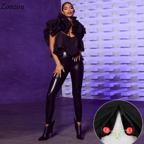 Women Sexy Latex Open Crotch Pants Leggings Bodycon Stretch High Waist Slim Skinny Trousers Lovers Exotic Faux Leather Pants New