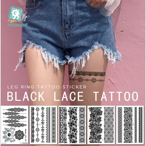1PCS Lace Black Henna Temporary Tattoo Sticker Owl Mandala Waterproof Fake Tattoo Body Art Women Mehndi Bracelet Tatoo Paste