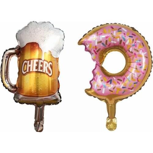 10pcs Mini Donut Wine Bottle Glass Ice-Cream Foil Aluminum Balloon Holiday Hawaii Theme Party Decoration Kids Toy Globos Supplie