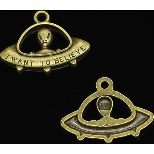 10pcs UFO alien Charms Antique Bronze Plated Zinc Alloy Charms Pendants Metal Jewelry Findings Fit DIY 23*30mm