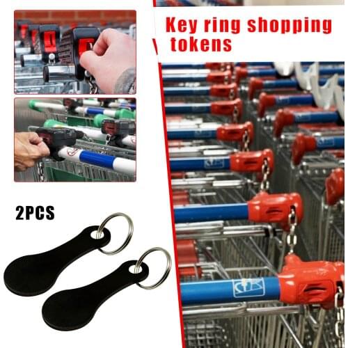2 Pcs Shopping Tokens Chains Accessories Keyrings Decor Metal Aluminum Alloy Key Ring Shopping Trolley Tokens FP8