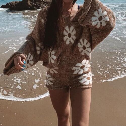 2021 New Autumn and Winter Beautiful Personality Fashion Exquisite Printing Sweet and Pure Style Hot Style Hedging Knit Suit