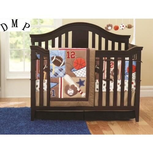7PCS Baby Crib Bedding Set Newborn Crib Set 3D Embroidery kit de berço (4bumper+duvet+bed cover+bed skirt)