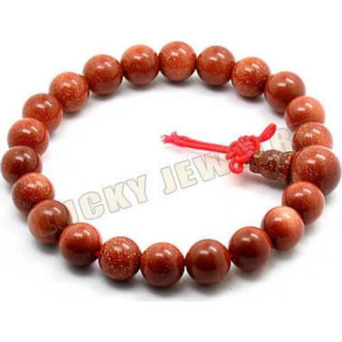 8-12mm Gold sandstone Beads Tibetan Buddhism Bracelet