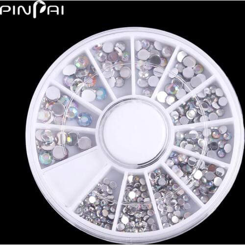 AB Color Nail Rhinestone Mixed 12 Sizes Flat Diamond Multicolored Shiny Nail Art Decorations Manicure Accessories Tools PinPai