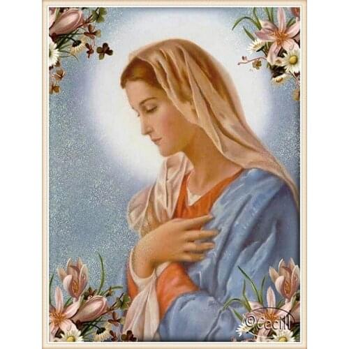 Diamant Diy 5D Diamond Painting Cross Stitch Looked Down The Virgin Mary Needlework Diamond Embroidery Full Diamond Decorative