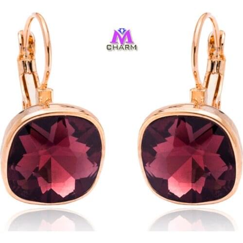 Brand Original!2015 New Fashion Austrian Rhinestone Square SWA Crystal Jewelry Drop Earrings For Women,Wholesales E0612-04