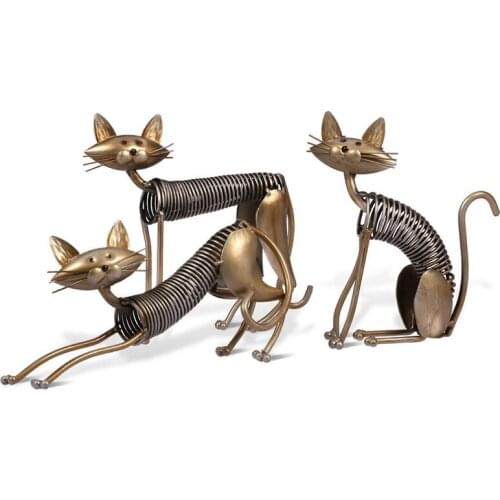 CAT SHAPE FIGURINE ART SCULPTURE HANDICRAFT ANIMALS STATUE CREATIVE METAL ART&CRAFT HOME DECORATION ACCESSORIES R461