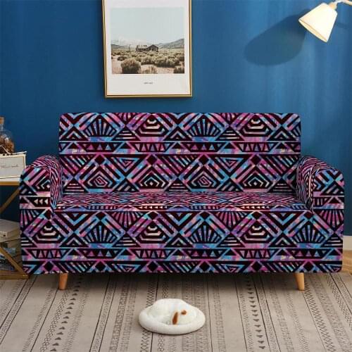Colorful 3D Geometric Pattern Elastic Sofa Cover Living Room Corner Sofa Cover Armchair Cover 1/2/3/4 Seat Sectional Sofa Cover