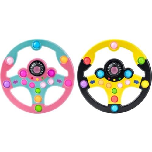 D7WF Anxiety Steering Wheel Sensory Toy Novelty Push Bubble Silicone Popping Board Funny Interactive Toy Office Hand Therapy
