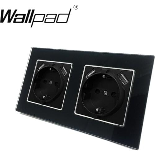 Double EU Schuko Power Outlet with Double USB Charging Socket 5.1DC 2.1A For EU Box Wallpad 156*86mm