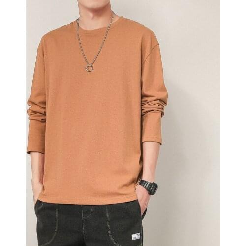 Long Sleeve T-shirt Men Spring New Solid Color Base Shirt Cotton Multi -Color Men Round Neck Loose Plus Size T-shirt 5XL Tops