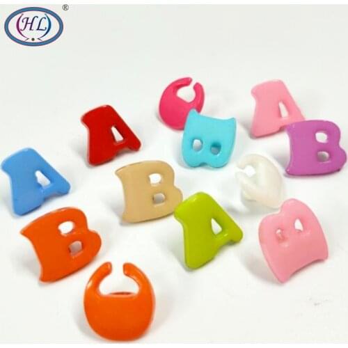 HL 50/100PCS Mix Color Alphabet Plastic Buttons Shank DIY Crafts Childrens Clothing Sewing Accessories Tools