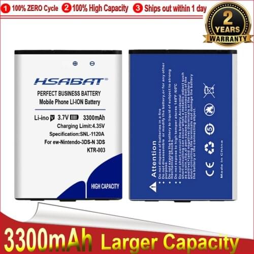 HSABAT 0 Cycle 3300mAh KTR-003 Battery for Nintendo 3DS N3DS High Quality Mobile Phone Replacement Accumulator