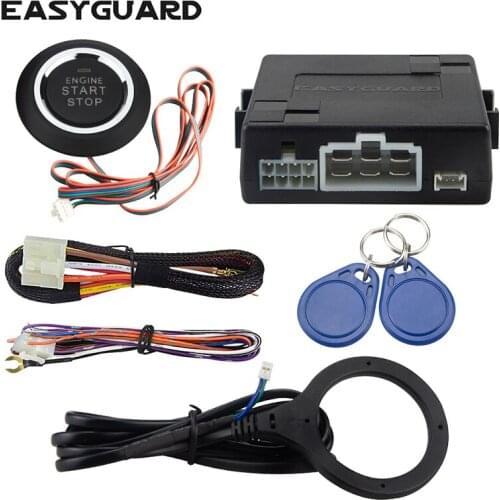 Quality RFID car alarm kit with Transponder immobilizer push start button remote engine start optional for automatic car only