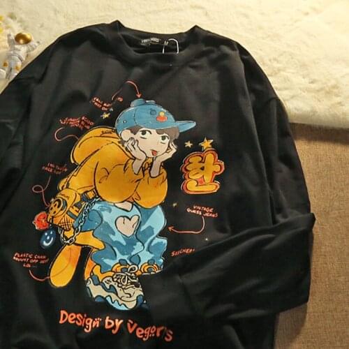 Korean Fashion Hip Hop Woman Tshirts Long Sleeve Tops 2021 Autumn New Anime Graphic Teens Clothes Kawaii Pullover Casual Mujer