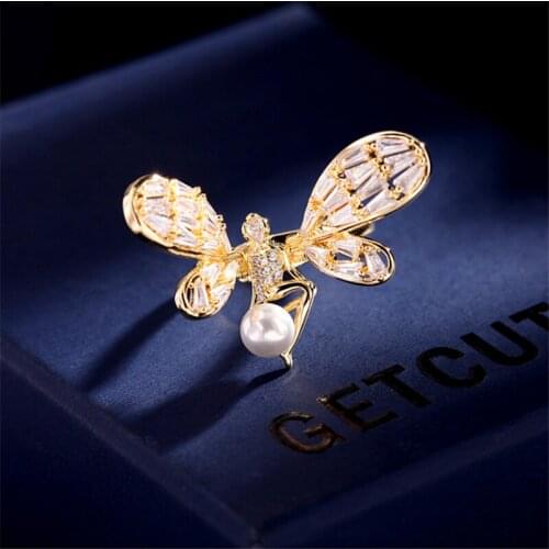 European American Creative Fashion Jewelry Adjustable Dancing Fairy Flying Wing Pearl Index Finger Ring