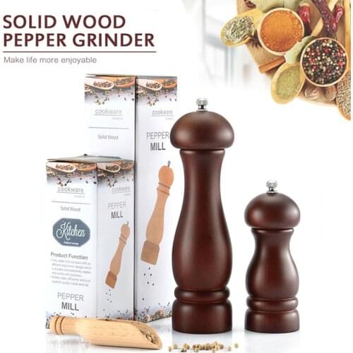 Kitchen Tools 5" 8" Salt And Pepper Mills Solid Wood Pepper Mill Adjustable Vulgarity Ceramic Grinder Cocina Moedor De Pimenta