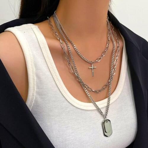 Minimalist Casual Neck Chain Necklaces for Women Round Cross Pendants Hiphop Female Fashion Jewelry Necklace Naszyjnik 2021