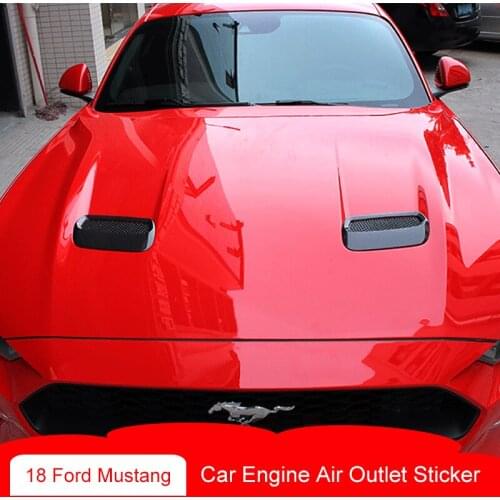 TAJIAN Car Exterior Upgrade Modification Sporty Carbon Fiber Engine Air Outlet Trim Decoration Sticker For Ford Mustang 18-20