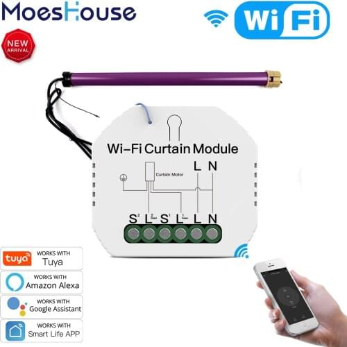 WiFi Mini Smart Curtain Switch Module Roller Blinds Shutter Motor Smart Life Tuya APP Remote Control Work with Alexa Google Home
