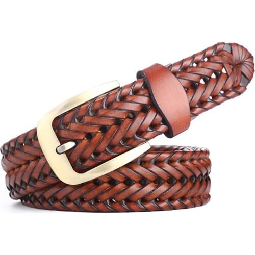 Men Women Durable Soft Buckle Woven Retro Classic Hand Knitted Jeans Belt Handmade Casual Leather Belt