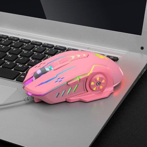USB Wired Mouse 6 Keys Ergonomic Office Gaming Mice with 4-level Adjustable DPI Colorful Light Effect Antislip Wheel Wired mouse
