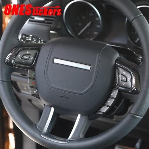 For Land Rover Range Rover Evoque L538 2012-2019 ABS Chrome Carbon Fiber Car Accessories Steering Wheel Button Cover Trim Frame
